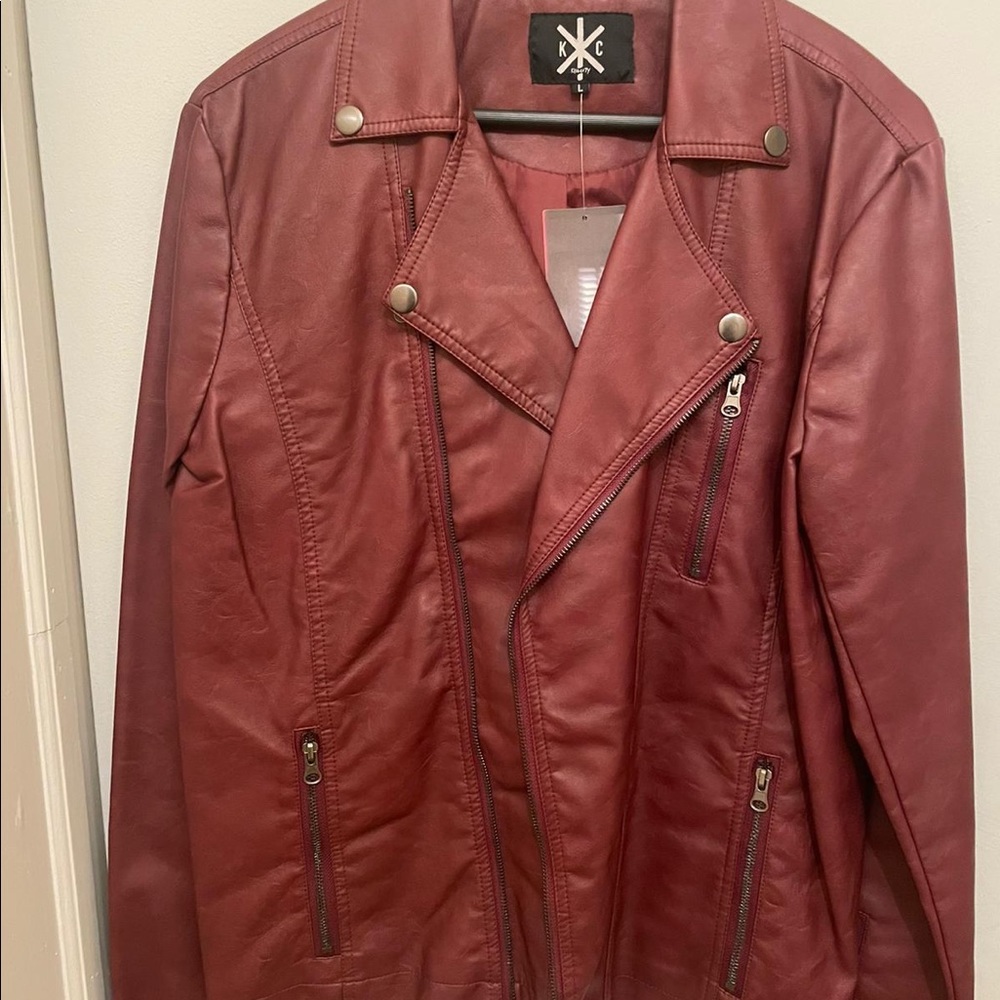 Brand new Faux  Wine Leather Jacket